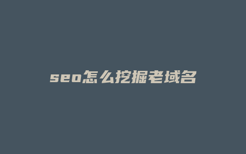 seo怎么挖掘老域名