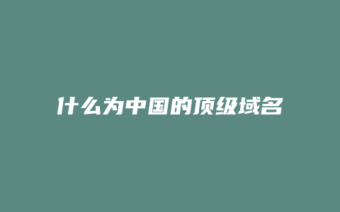 什么为中国的顶级域名