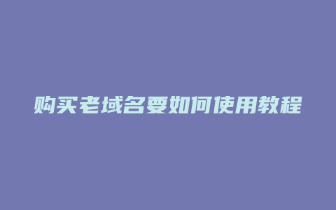 购买老域名要如何使用教程