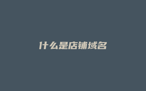 什么是店铺域名