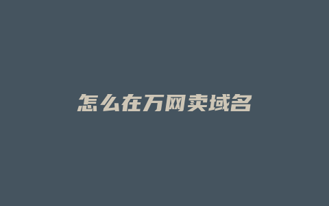 怎么在万网卖域名
