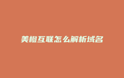 美橙互联怎么解析域名