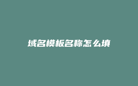 域名模板名称怎么填