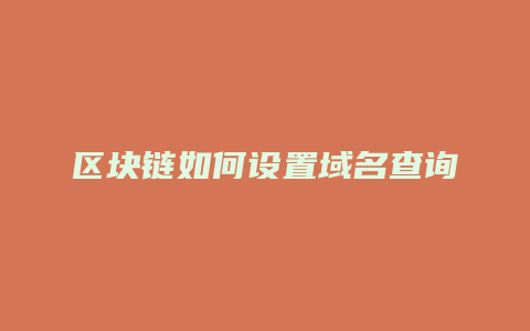 区块链如何设置域名查询