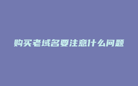 购买老域名要注意什么问题