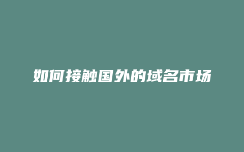 如何接触国外的域名市场