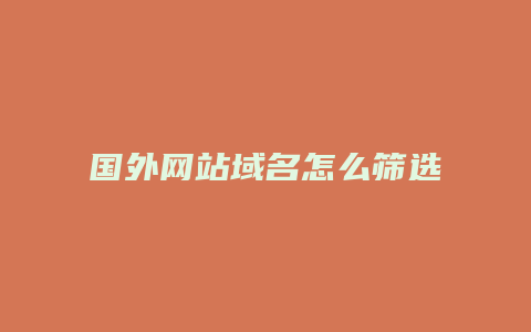 国外网站域名怎么筛选