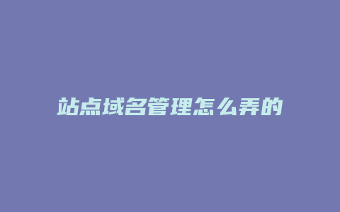 站点域名管理怎么弄的