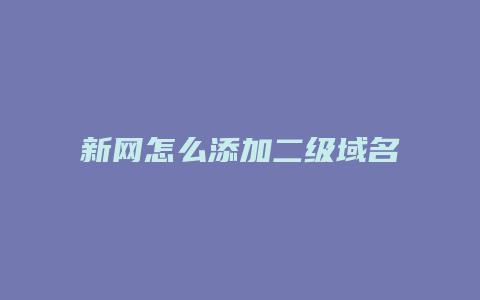 新网怎么添加二级域名