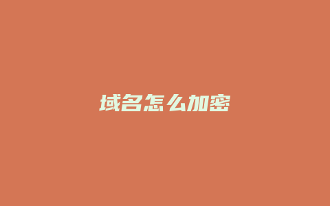 域名怎么加密