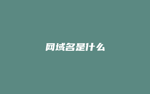 网域名是什么