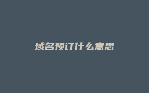 域名预订什么意思