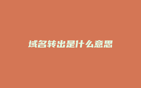 域名转出是什么意思