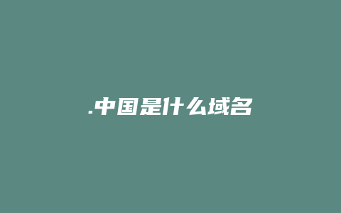 .中国是什么域名