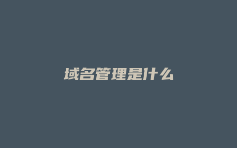 域名管理是什么