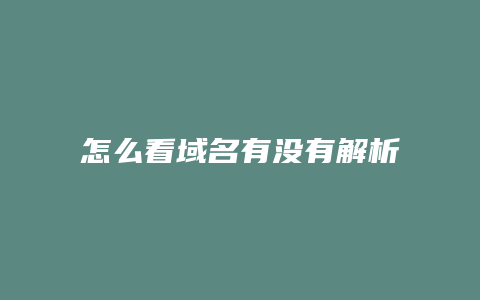 怎么看域名有没有解析