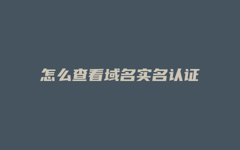 怎么查看域名实名认证