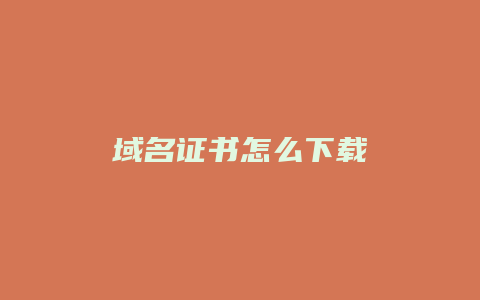 域名证书怎么下载