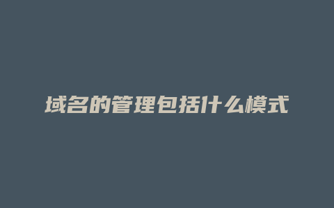 域名的管理包括什么模式