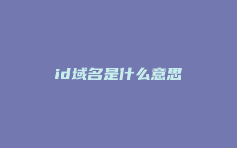id域名是什么意思
