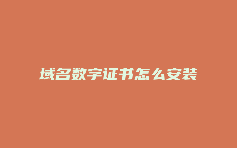 域名数字证书怎么安装
