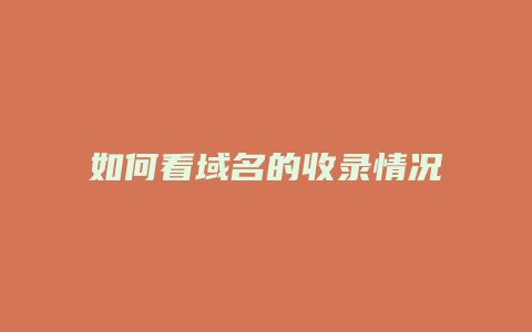 如何看域名的收录情况