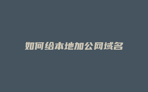如何给本地加公网域名