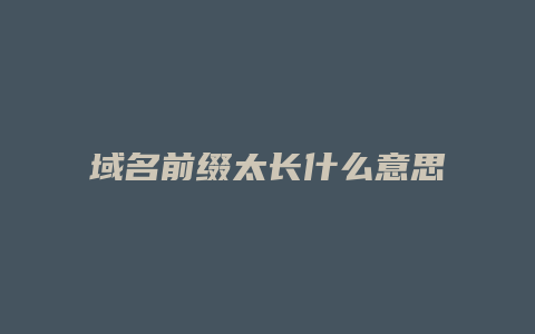 域名前缀太长什么意思