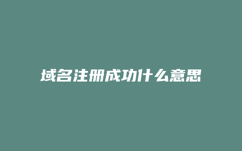 域名注册成功什么意思