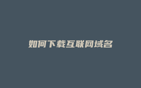 如何下载互联网域名