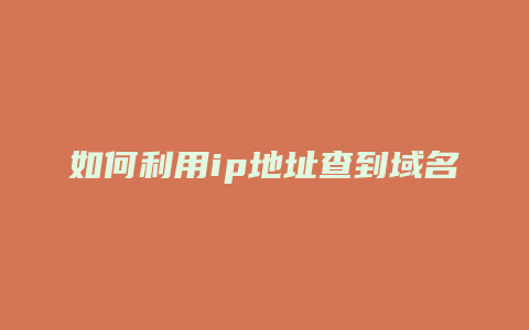 如何利用ip地址查到域名