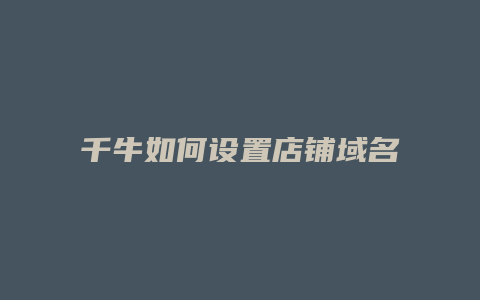 千牛如何设置店铺域名