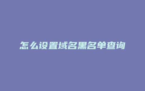 怎么设置域名黑名单查询