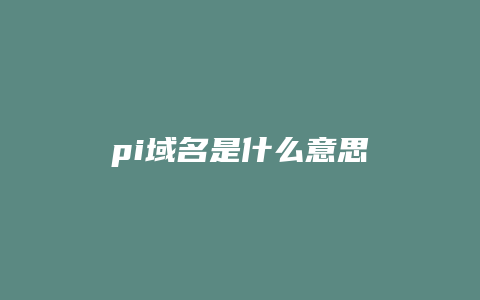 pi域名是什么意思