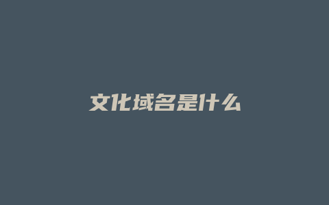 文化域名是什么