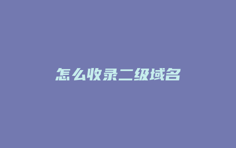 怎么收录二级域名