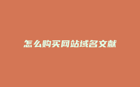 怎么购买网站域名文献