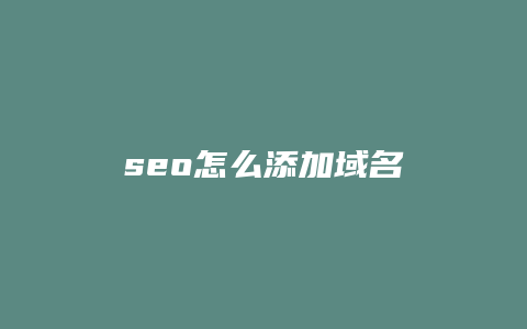 seo怎么添加域名