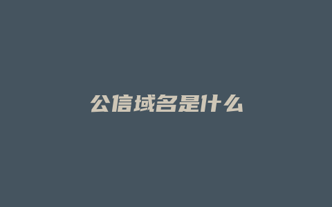 公信域名是什么