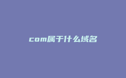 com属于什么域名