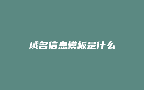 域名信息模板是什么