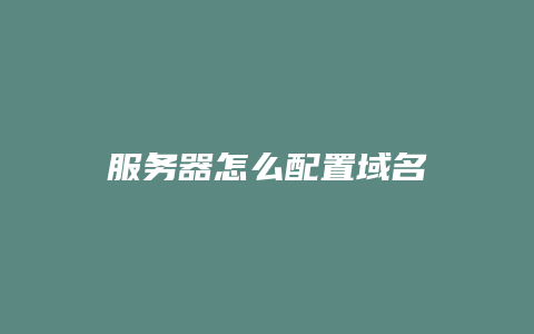 服务器怎么配置域名