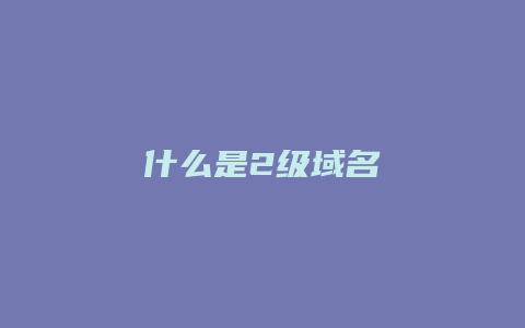 什么是2级域名