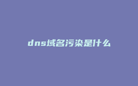 dns域名污染是什么
