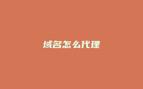 域名怎么代理