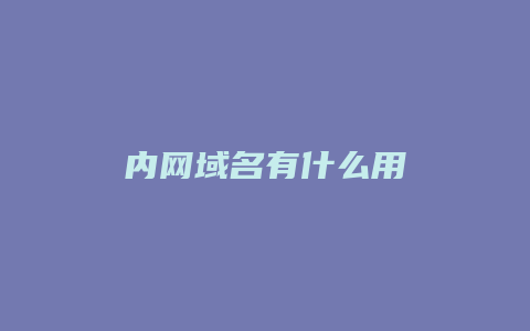 内网域名有什么用