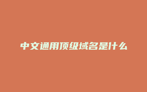 中文通用顶级域名是什么