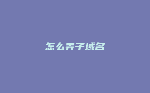 怎么弄子域名