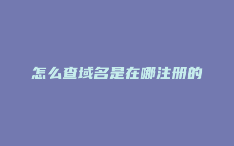 怎么查域名是在哪注册的