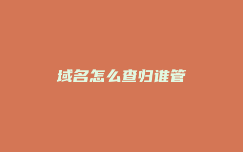 域名怎么查归谁管